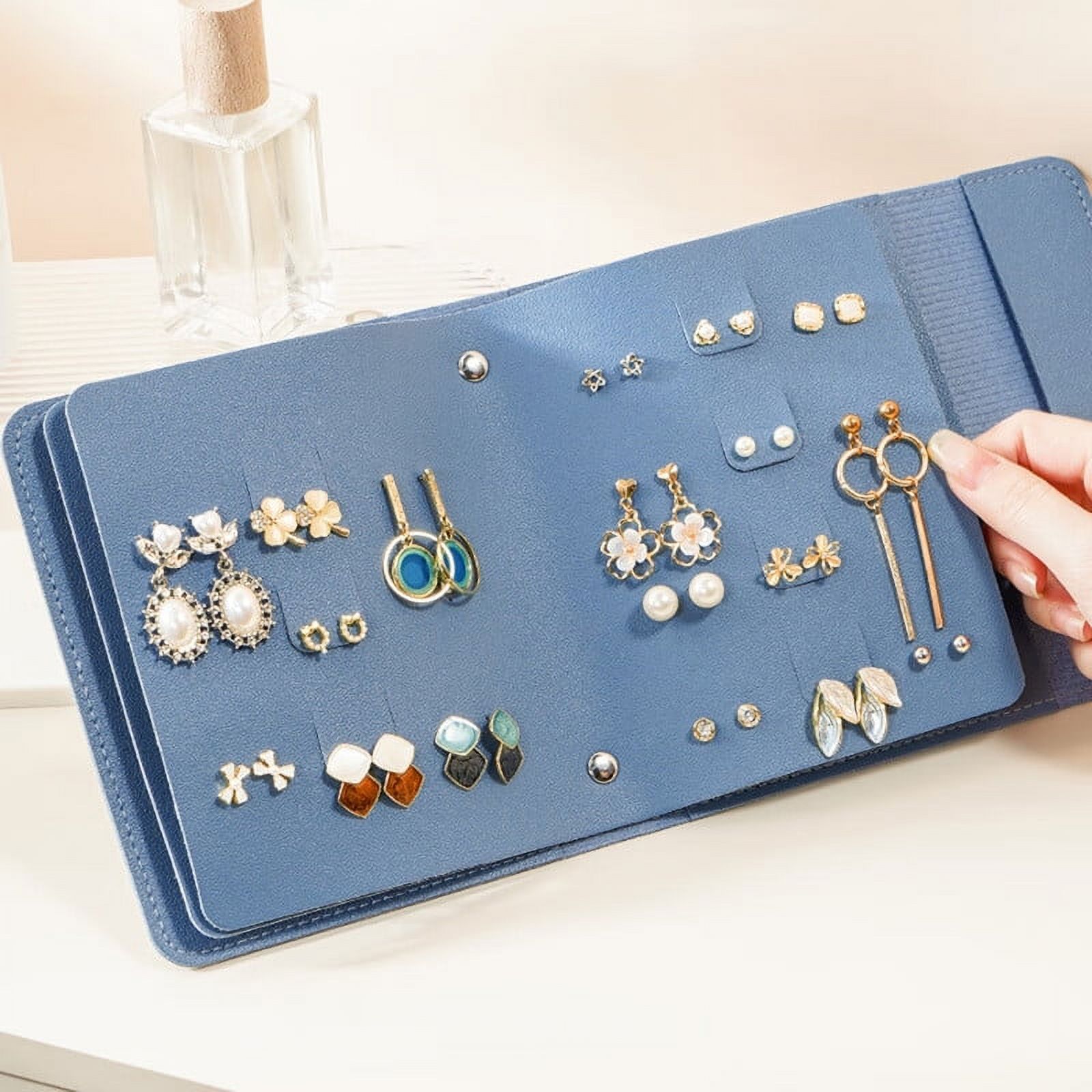 Cuteam Earring Storage Bag Wear Resistant Lightweight Book Design Foldable  Jewelry Earring Organizer Travel Earring Case 